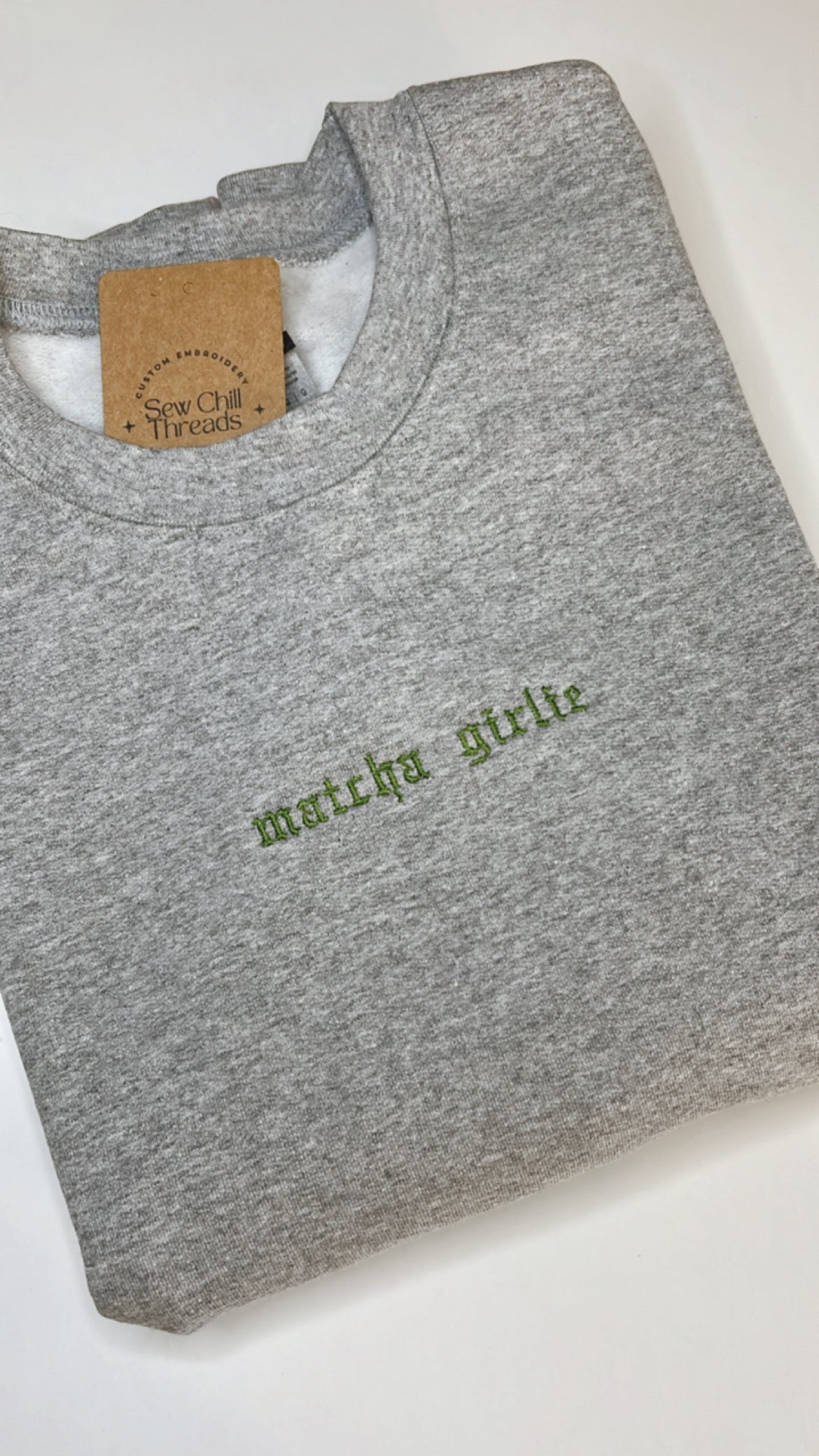Matcha Girlie embroidered crewneck sweatshirt front