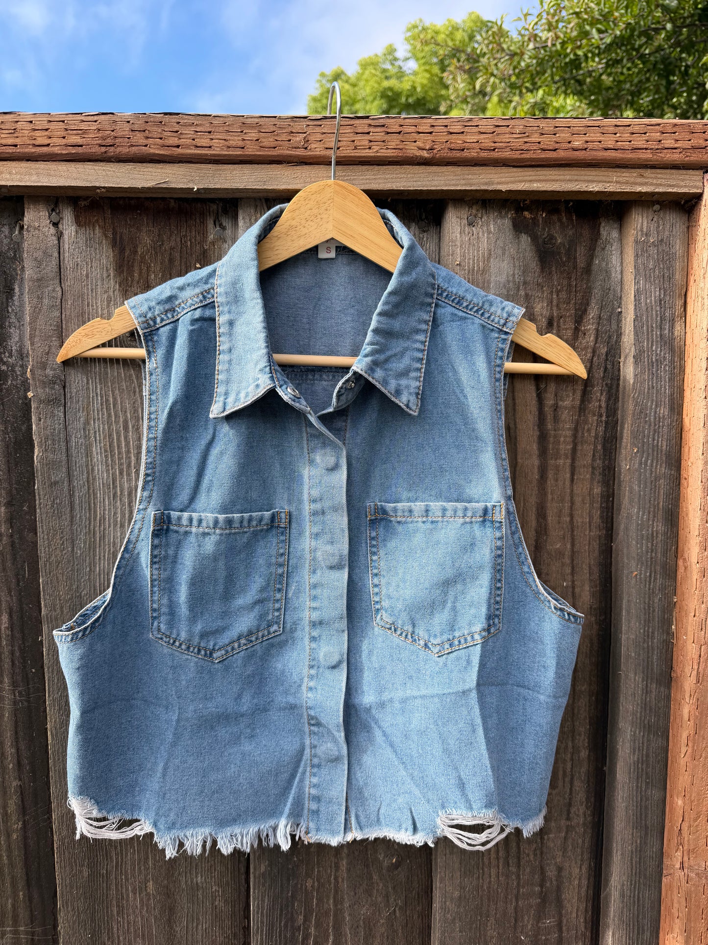 Boot Stitch Embroidered Denim Vest