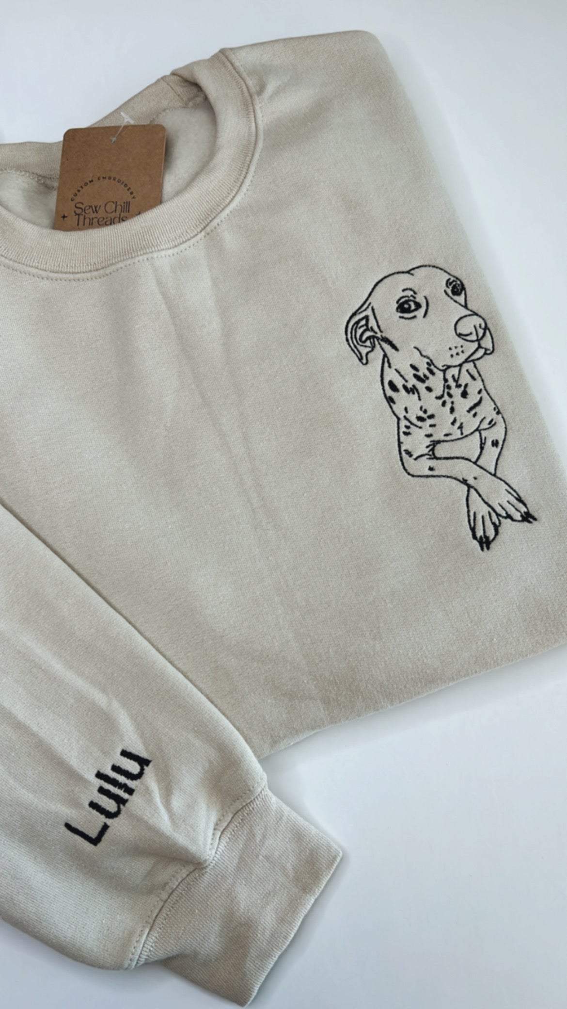 Custom Dog Portrait Embroidered Crewneck Sweatshirt