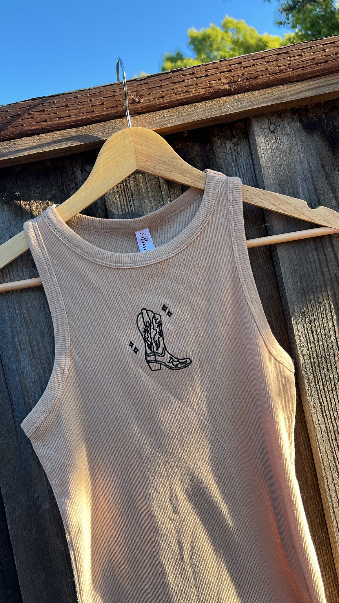 Boots On Embroidered Tank