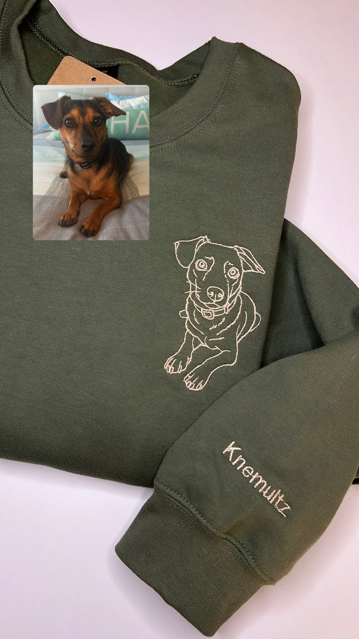 Custom Dog Portrait Embroidered Crewneck Sweatshirt