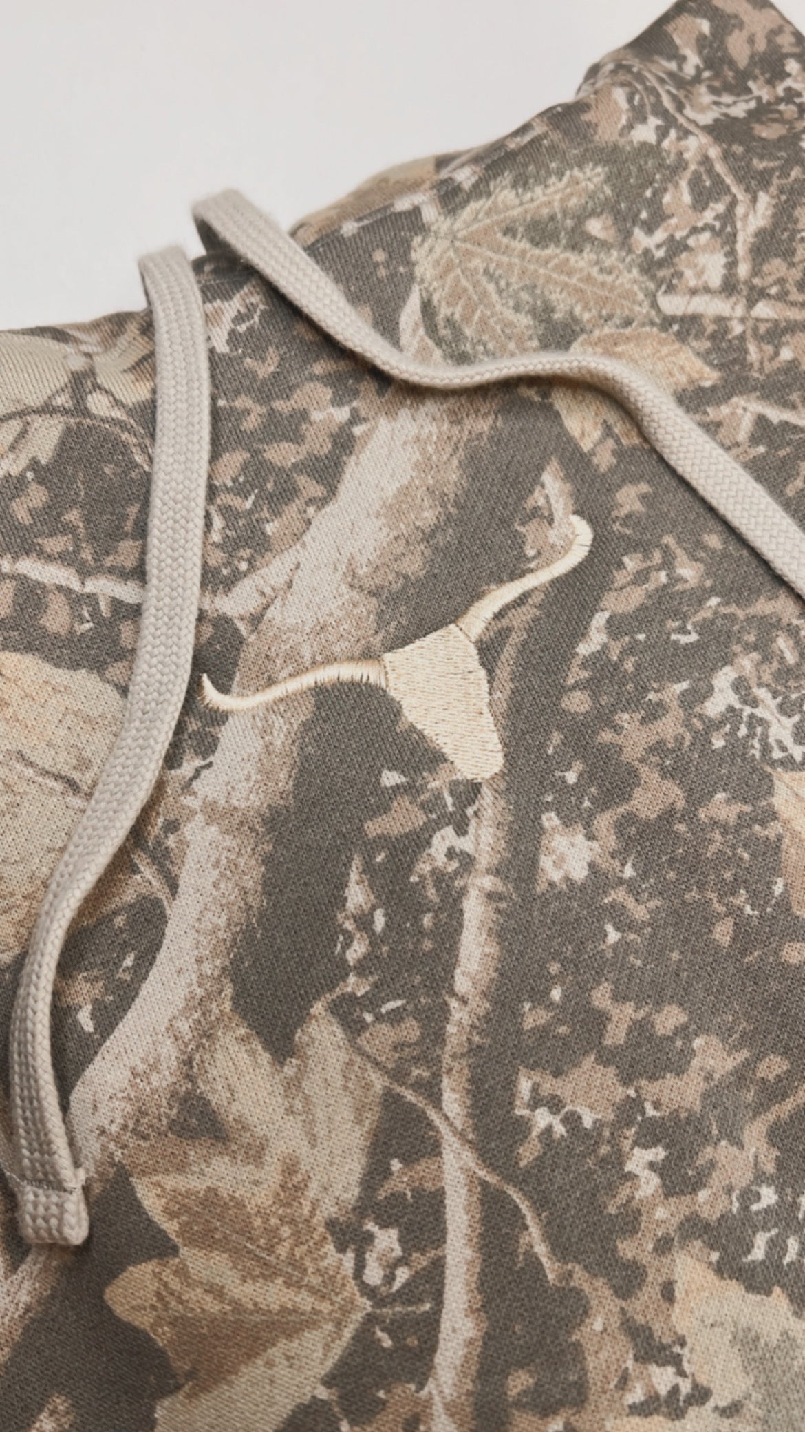 Camo Longhorn Cow Skull Embroidered Hoodie