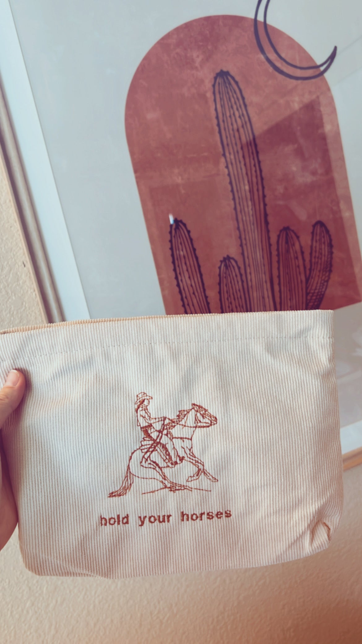 Hold Your Horses Embroidered Cosmetic Pouch
