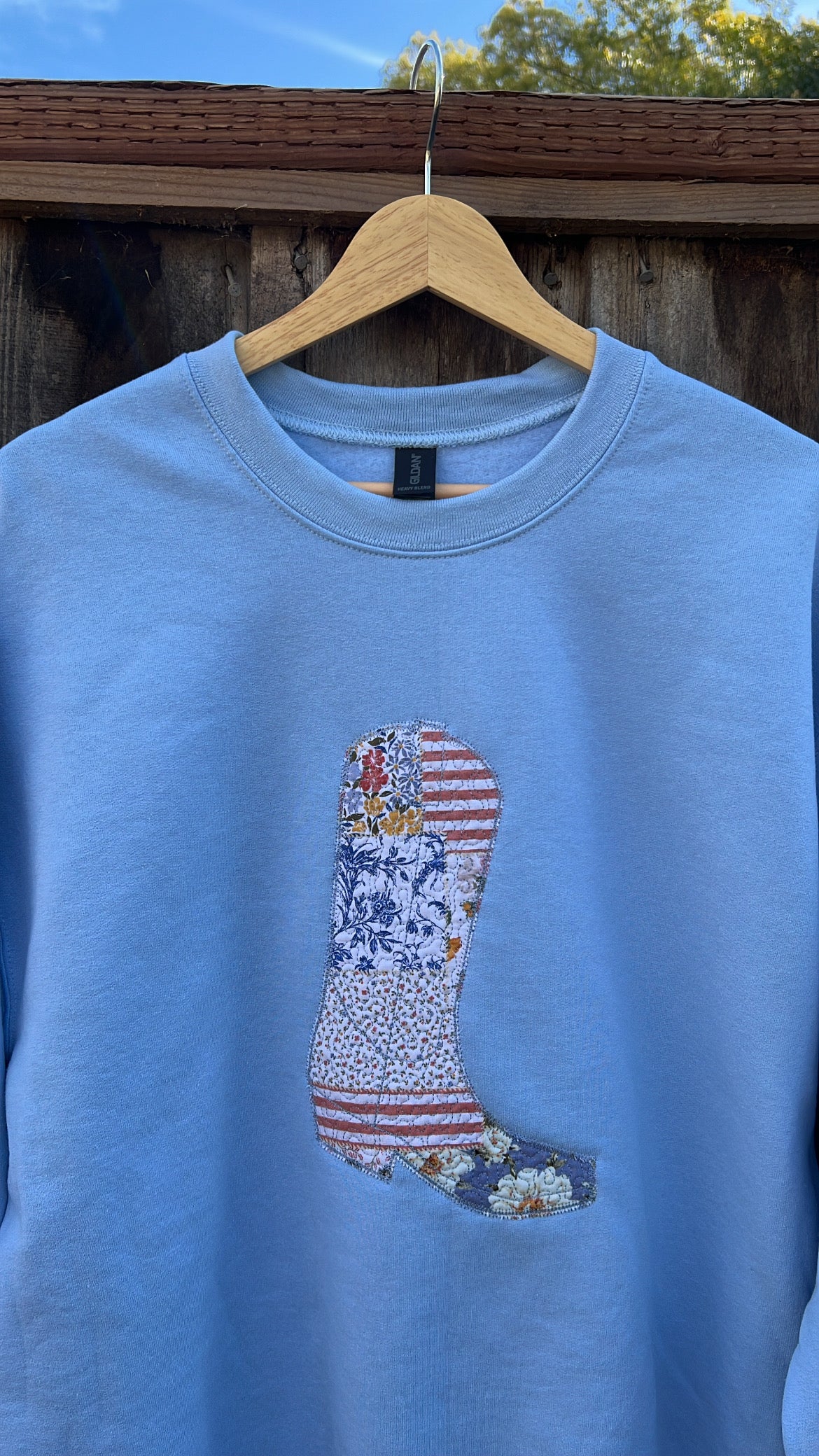 Patchwork Boot Embroidered Crewneck Sweatshirt