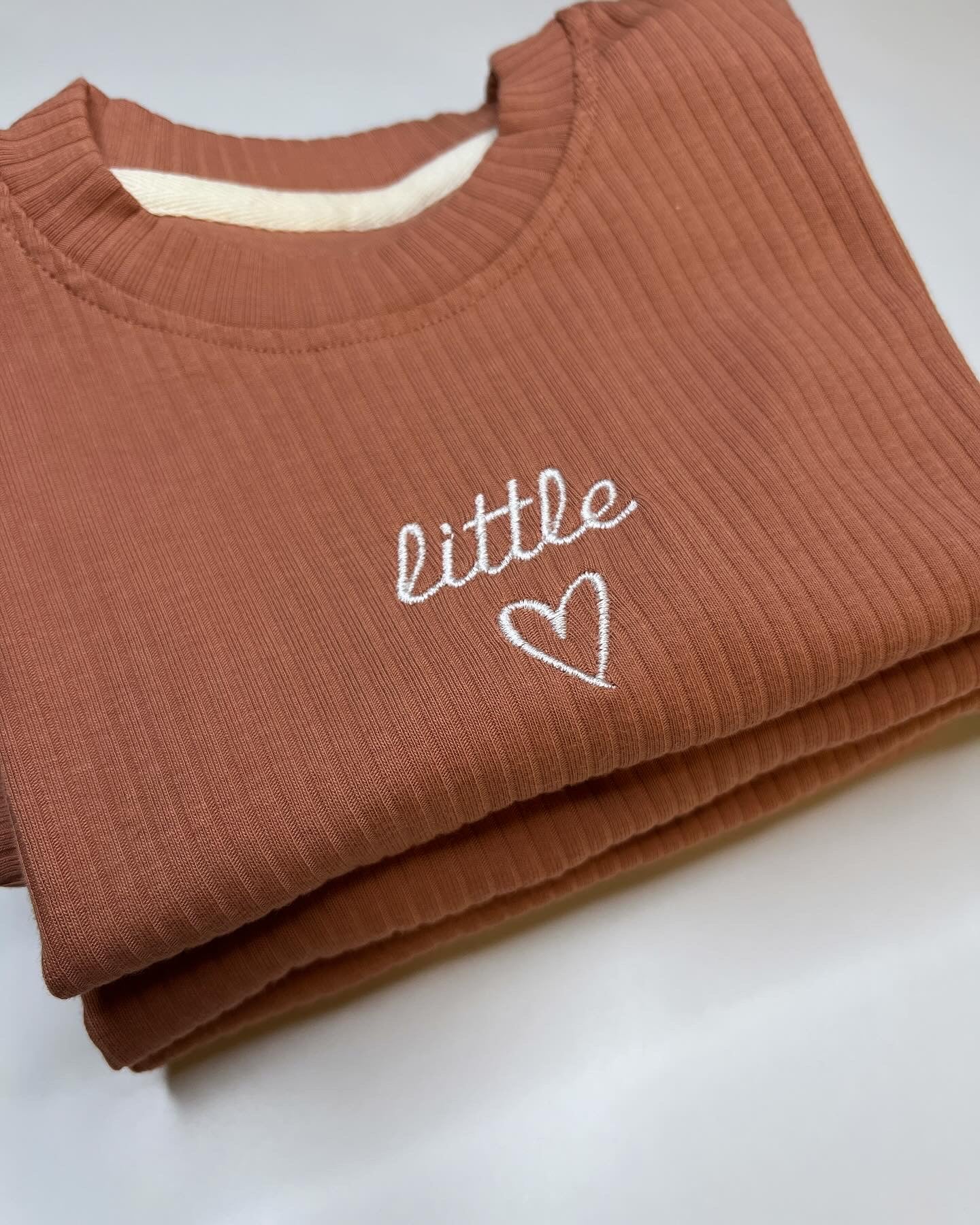 ‘Little Love’ Embroidered Ribbed Bubble Rompers