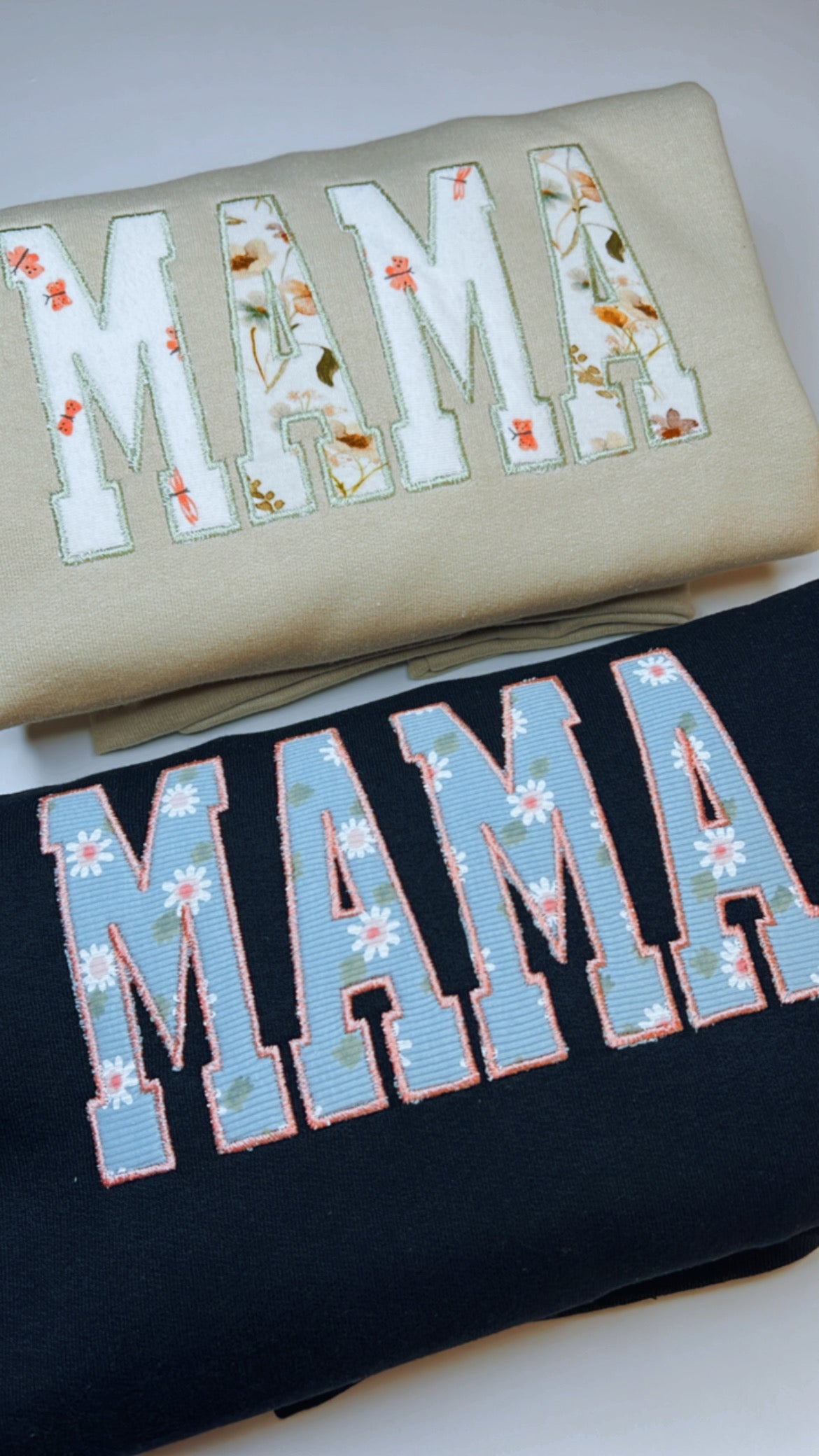 MAMA Onesie Appliqué Embroidered Crewneck Sweatshirt