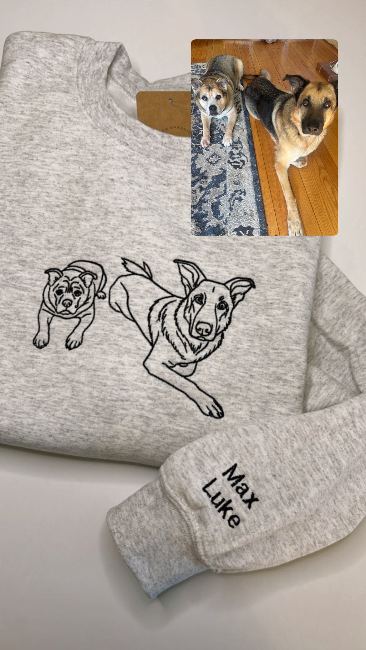 Custom Dog Portrait Embroidered Crewneck Sweatshirt