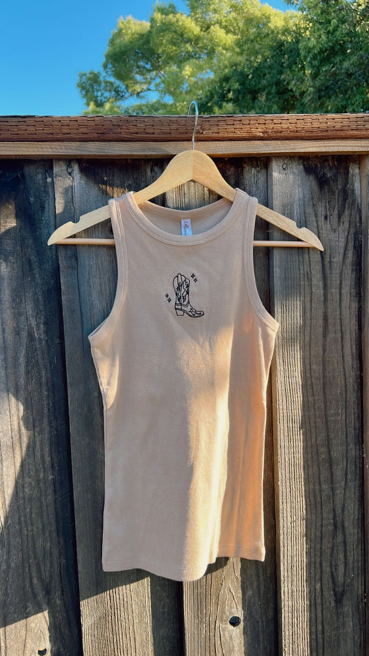 Boots On Embroidered Tank