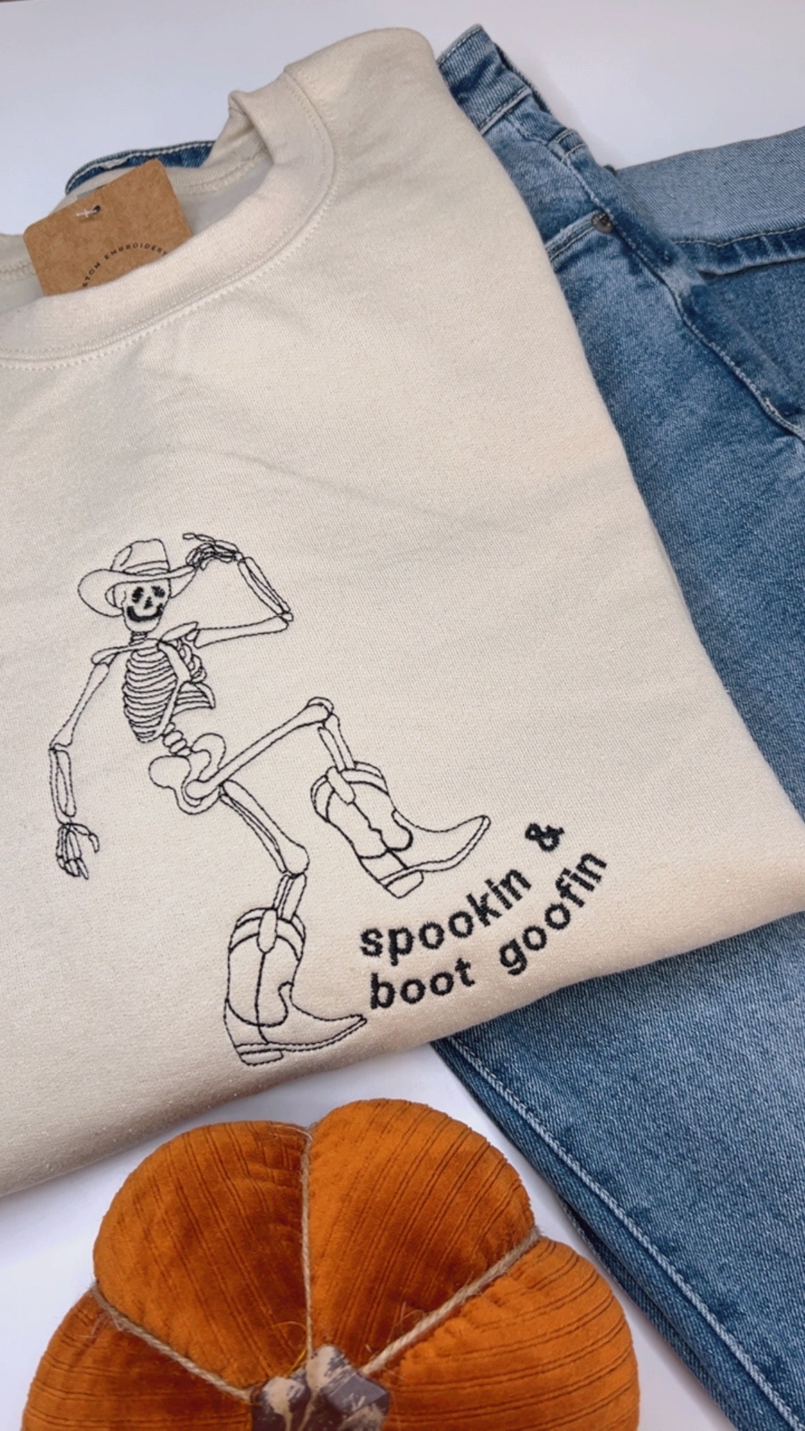 Spookin & Boot Goofin Embroidered Crewneck Sweatshirt