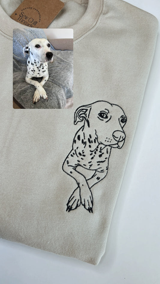 Custom Dog Portrait Embroidered Crewneck Sweatshirt