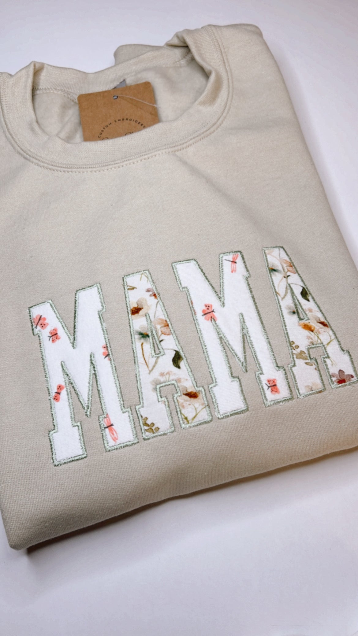 MAMA Onesie Appliqué Embroidered Crewneck Sweatshirt