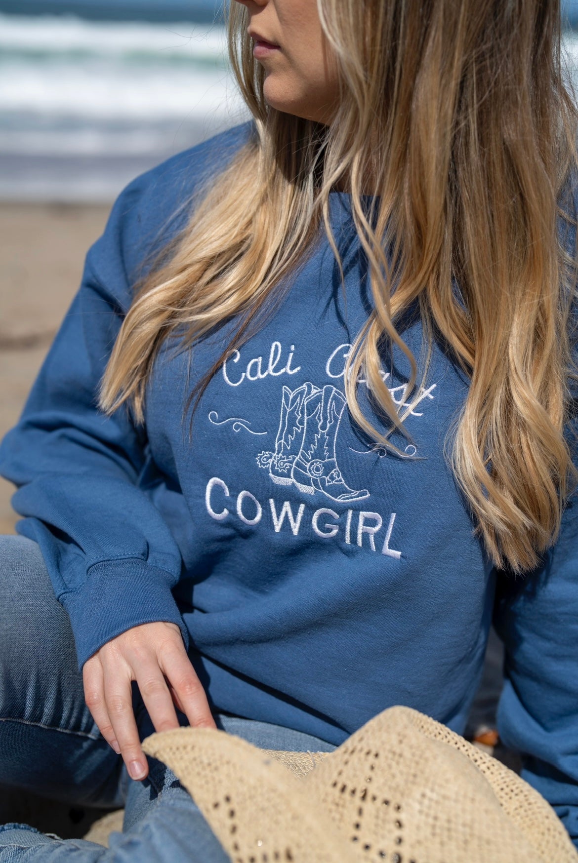 Cali Coast Cowgirl Embroidered Crewneck Sweatshirt