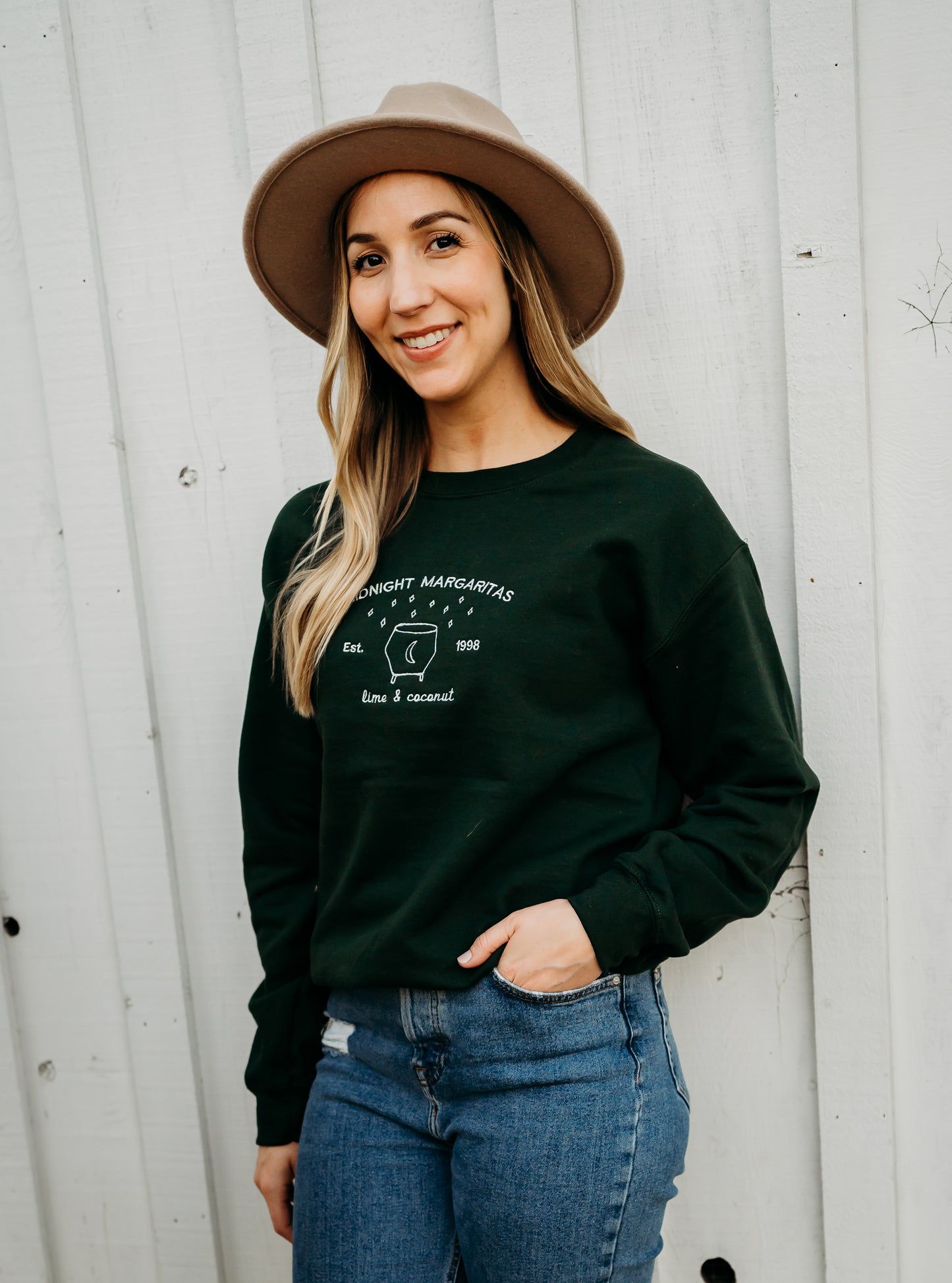 Midnight Margaritas Embroidered Crewneck Sweatshirt