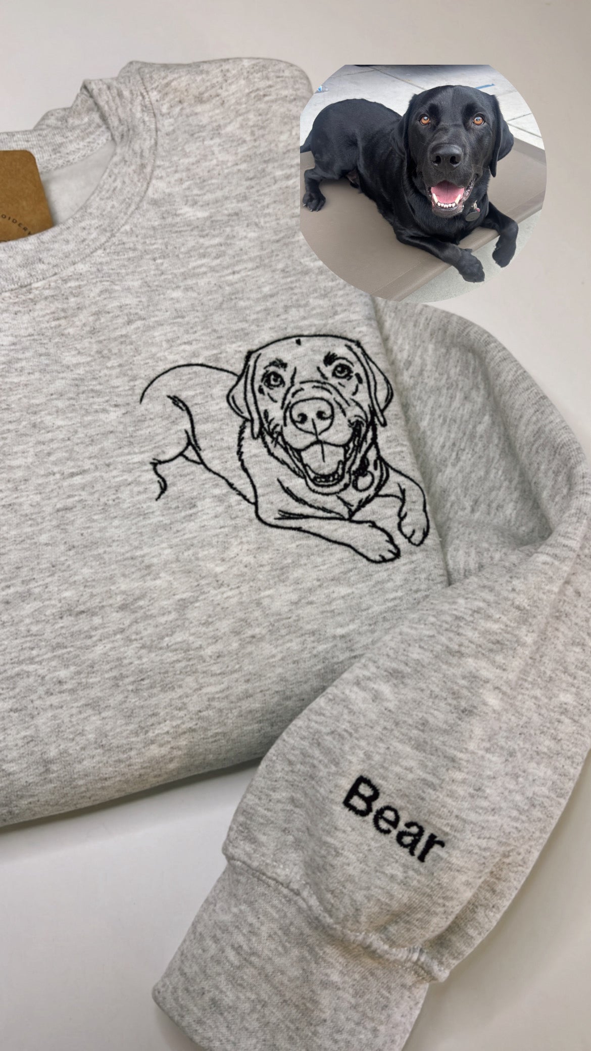 Custom Dog Portrait Embroidered Crewneck Sweatshirt