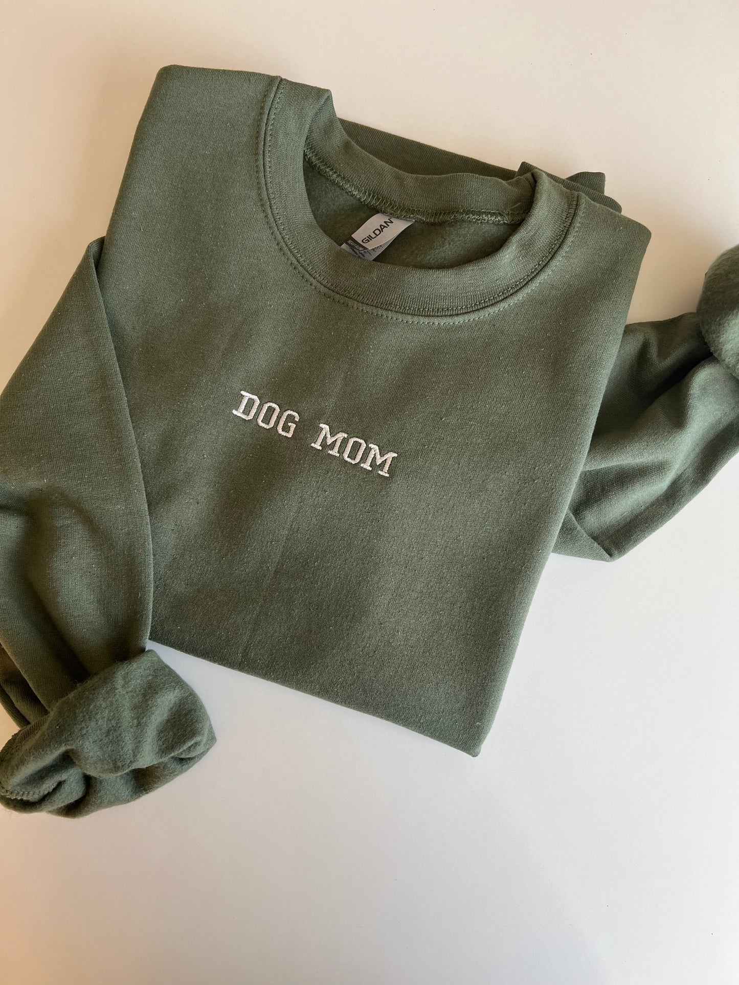 Dog Mom Embroidered Crewneck Sweatshirt