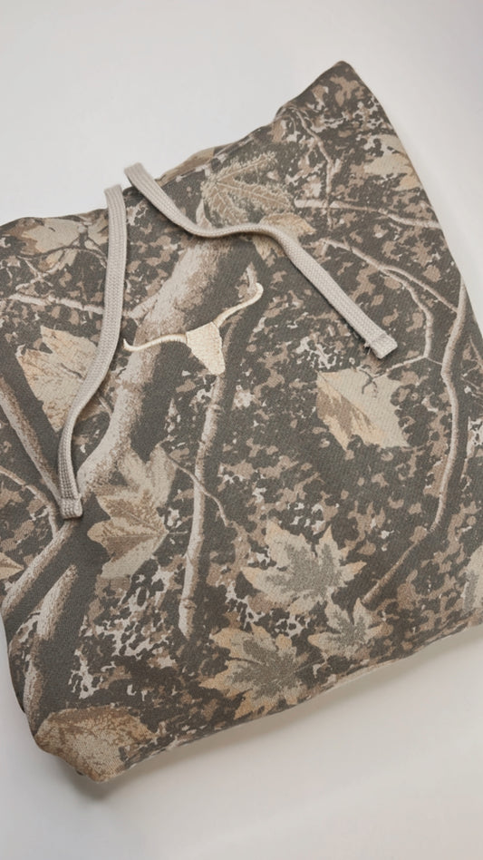 Camo Longhorn Cow Skull Embroidered Hoodie