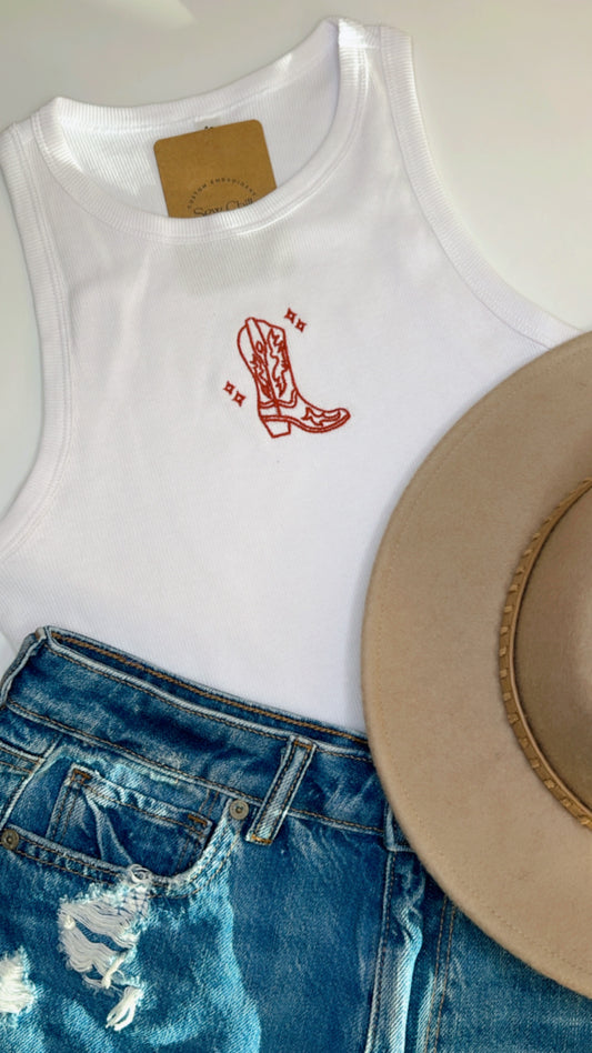 Head Over Boots Embroidered Tank