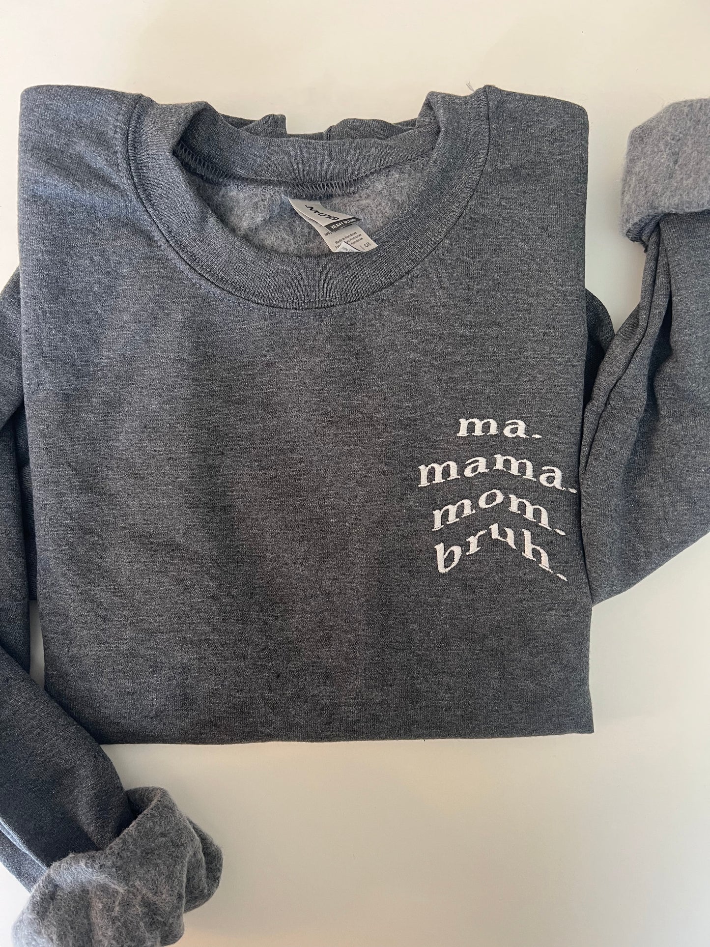 Mom/Bruh Embroidered Crewneck Sweatshirt