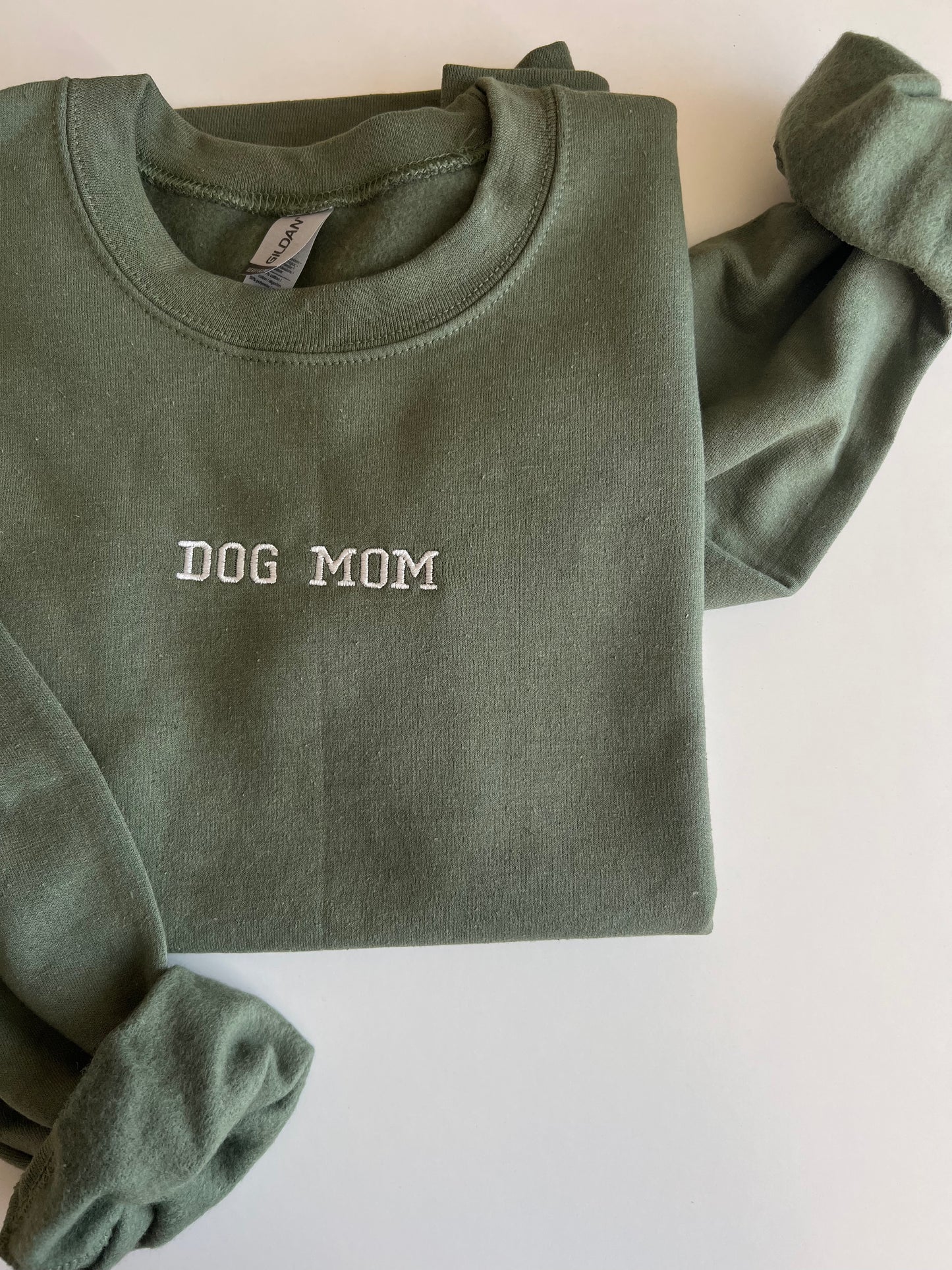 Dog Mom Embroidered Crewneck Sweatshirt