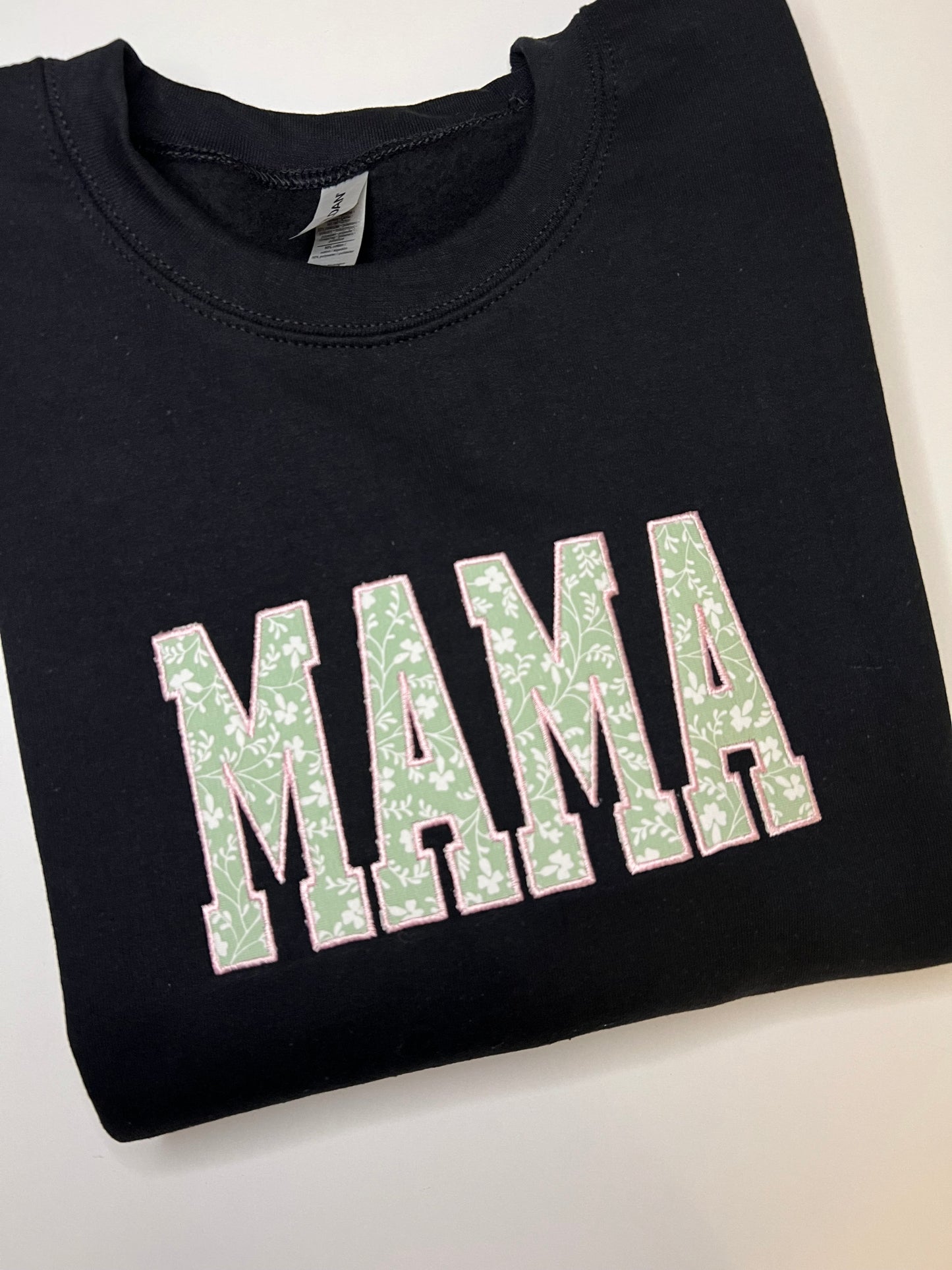 MAMA Onesie Appliqué Embroidered Crewneck Sweatshirt