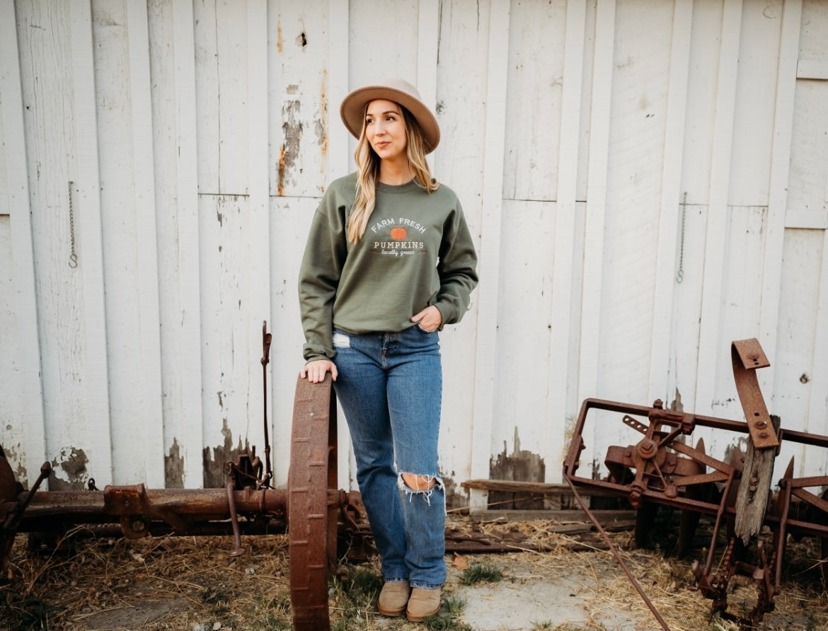 Pumpkin Embroidered Crewneck Sweatshirt