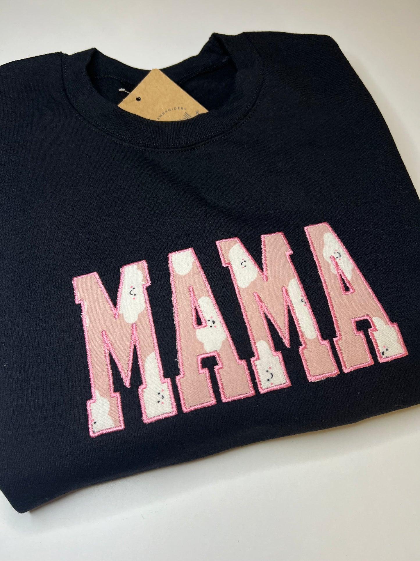 MAMA Onesie Appliqué Embroidered Crewneck Sweatshirt