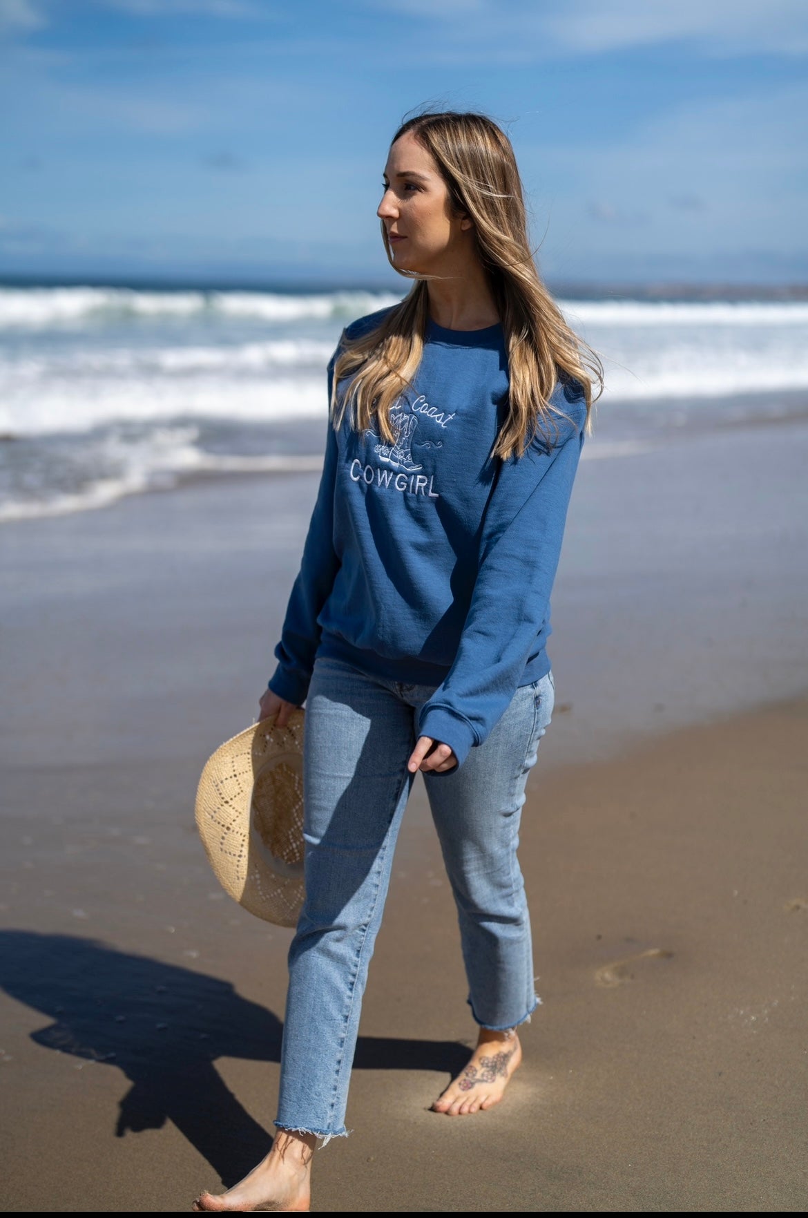 Cali Coast Cowgirl Embroidered Crewneck Sweatshirt