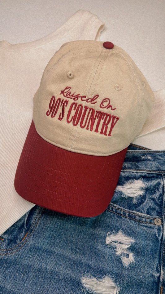 Raised On 90s Country Embroidered Hat