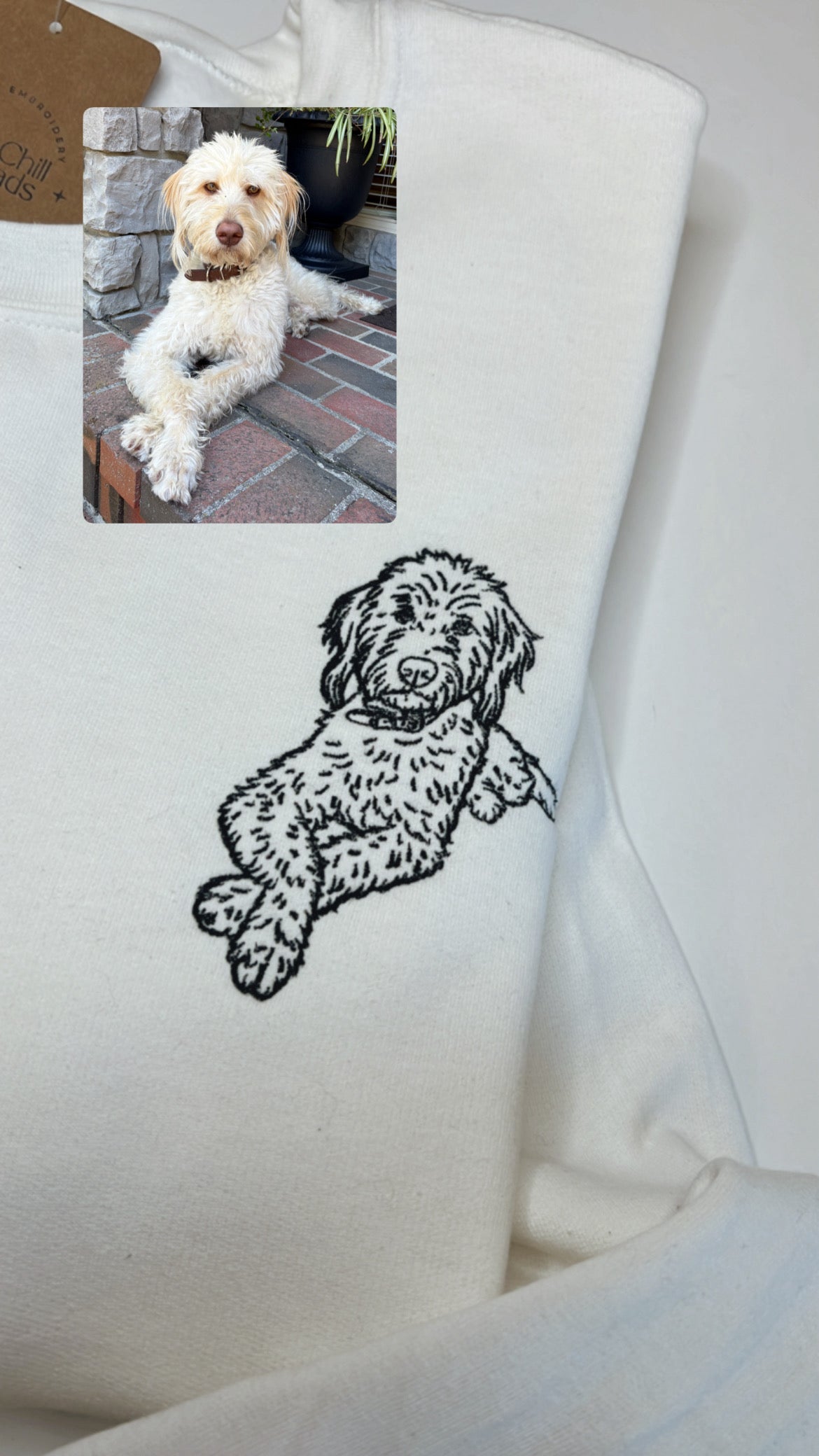 Custom Dog Portrait Embroidered Crewneck Sweatshirt
