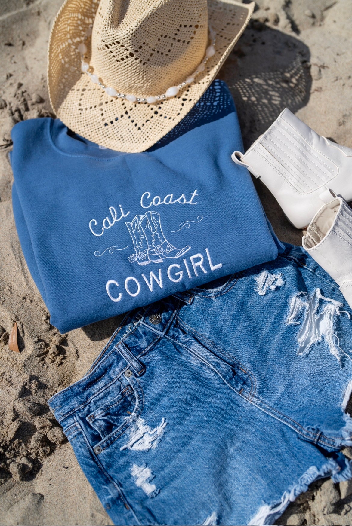 Cali Coast Cowgirl Embroidered Crewneck Sweatshirt