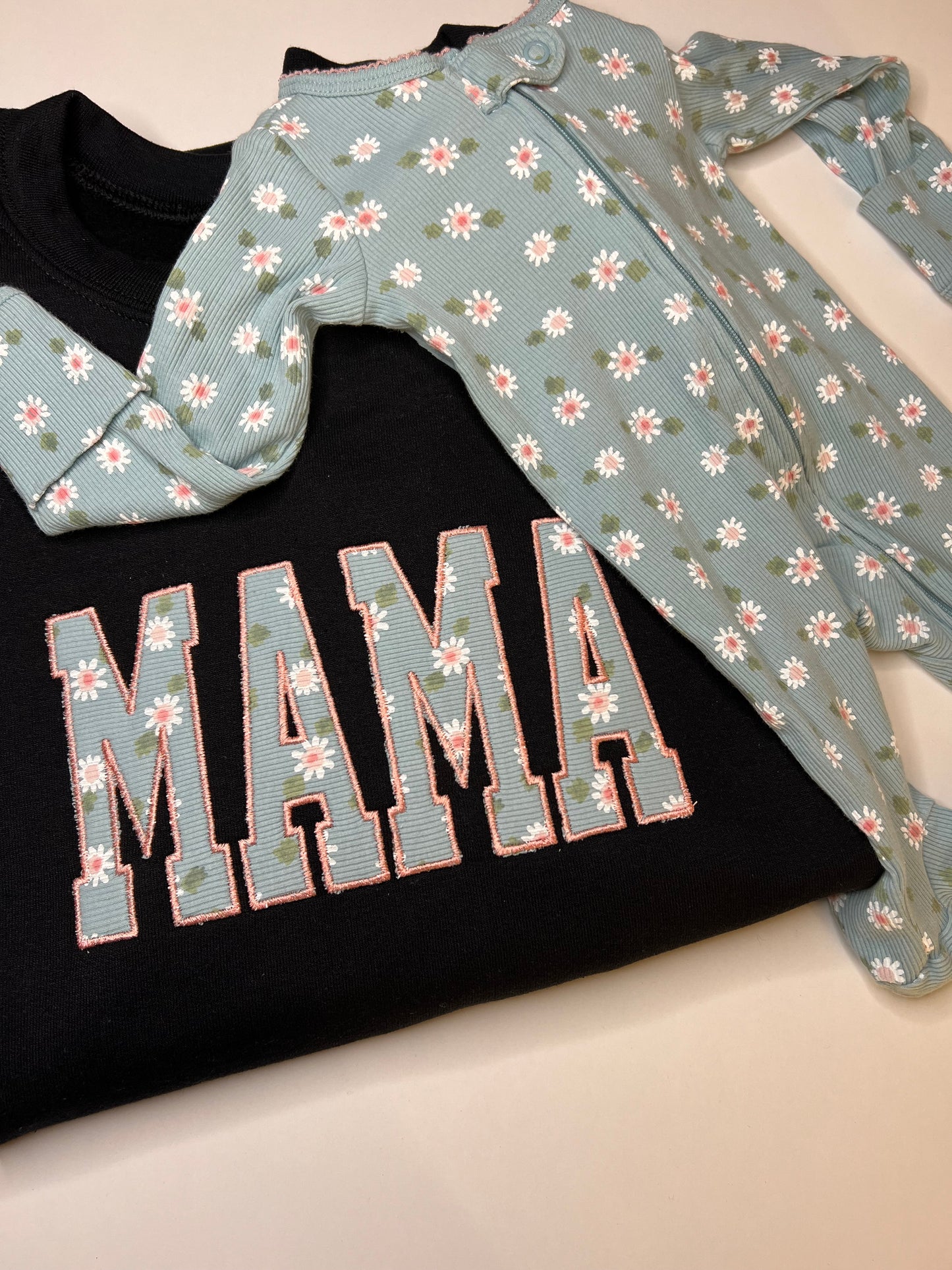 MAMA Onesie Appliqué Embroidered Crewneck Sweatshirt