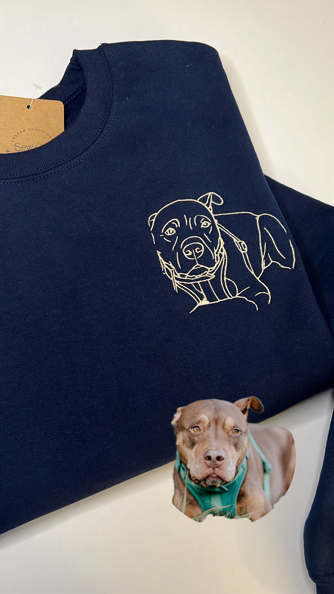 Custom Dog Portrait Embroidered Crewneck Sweatshirt