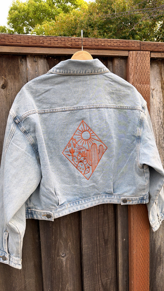 Desert Darlin’ Embroidered Denim Crop Jacket
