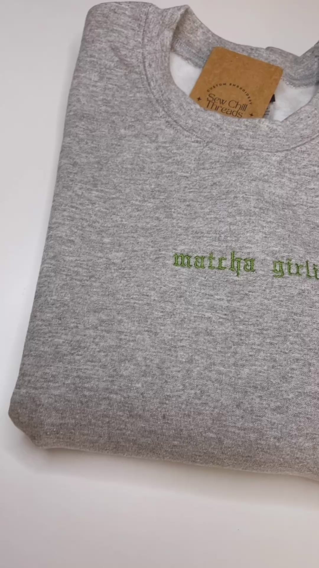 Heather gray matcha sweatshirt lifestyle shot